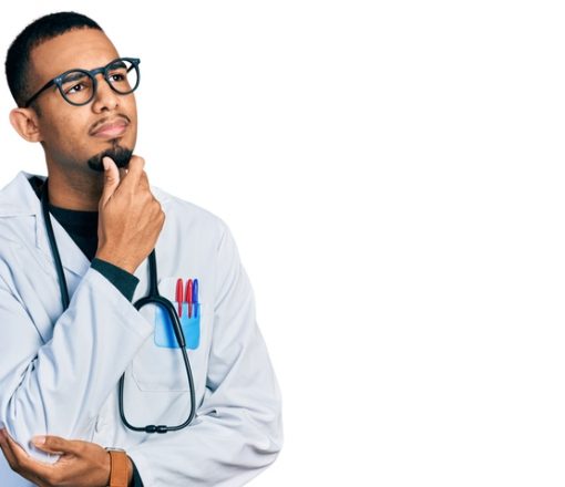 Young,African,American,Man,Wearing,Doctor,Uniform,And,Stethoscope,With